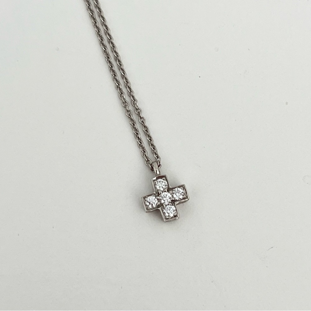 Tiffany & Co. Diamond Square Cross Pendant Necklace Platinum Luxury 2008 RARE